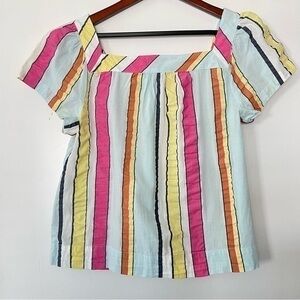 J Crew multicolor top white yellow pink blue orange black size medium
